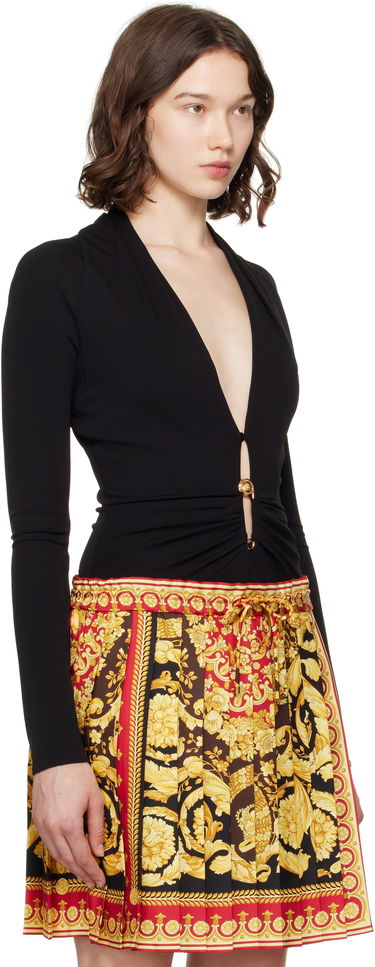 Kläder Versace Versace Safety Pin Draped Fitted Bodysuit Svart | 1021018_1A14475, 1