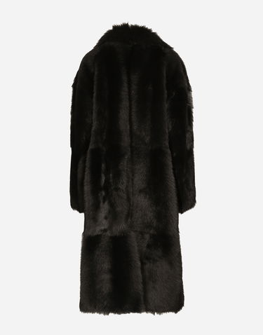 Rockar Dolce & Gabbana Single-breasted Shearling Coat Svart | F0W2DFFUP9BN0000, 1
