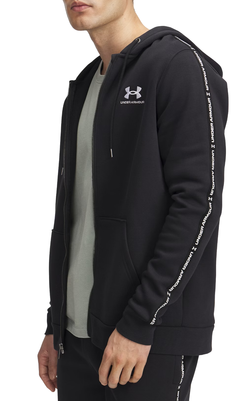 Sweatshirt Under Armour UA Icon Fleece FZ Taping Hoodie Svart | 1390298-001, 0