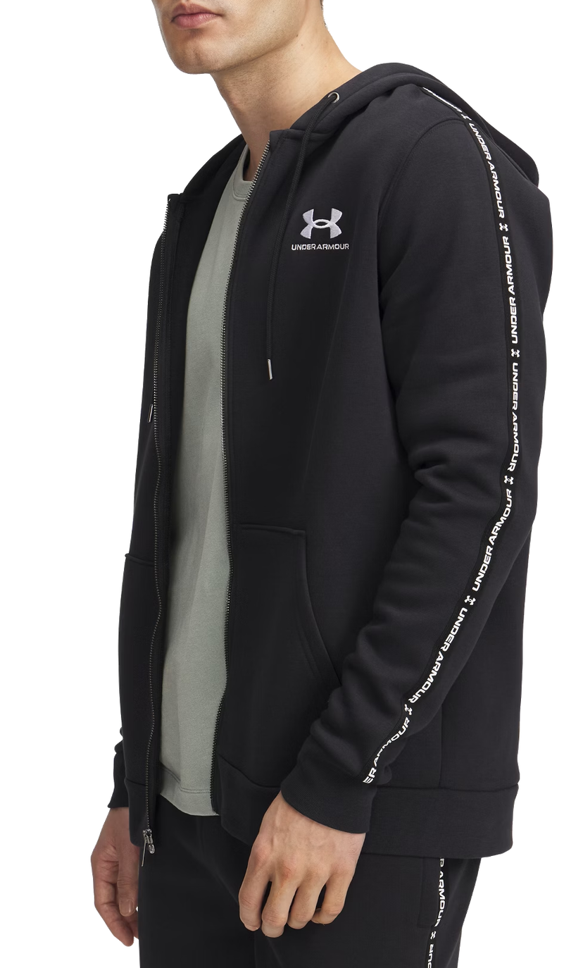 Sweatshirt Under Armour UA Icon Fleece FZ Taping Hoodie Svart | 1390298-001