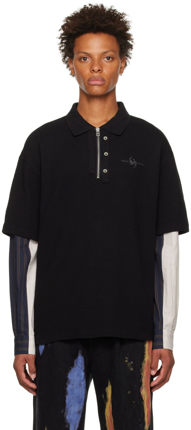 Polotröja Feng Chen Wang Feng Chen Wang Paneled Polo Svart | FMF14PL01B