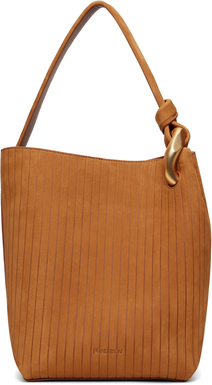 Tygpåse JW Anderson 'The JWA Corner Bucket' Tote with Vertical Texture and Sculptural Hardware Brun | HB0737-LA0375