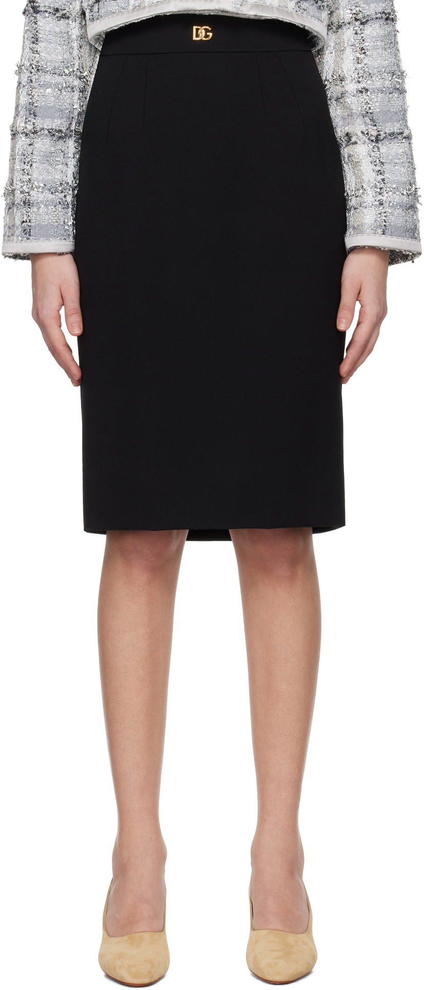 Kjol Dolce & Gabbana Dolce&Gabbana Wool Pencil Midi Skirt Svart | F4C2CT GDCSX