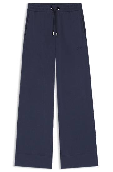 Träningsbyxor BOSS Relaxed-Fit Tracksuit Bottoms with Embroidered Logo Mörkblå | 50543512