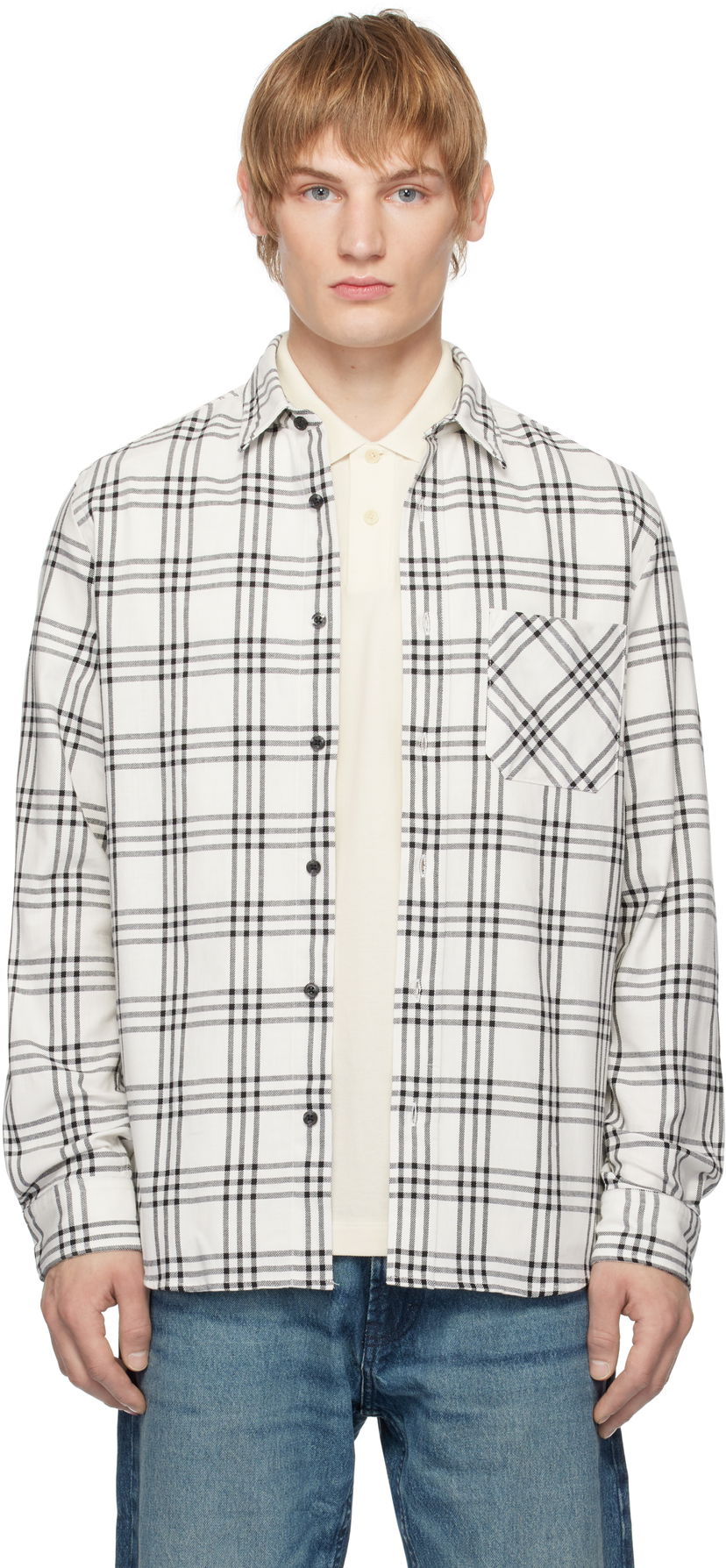 Skjorta BOSS Checkered Cotton Shirt Vit | 50534853