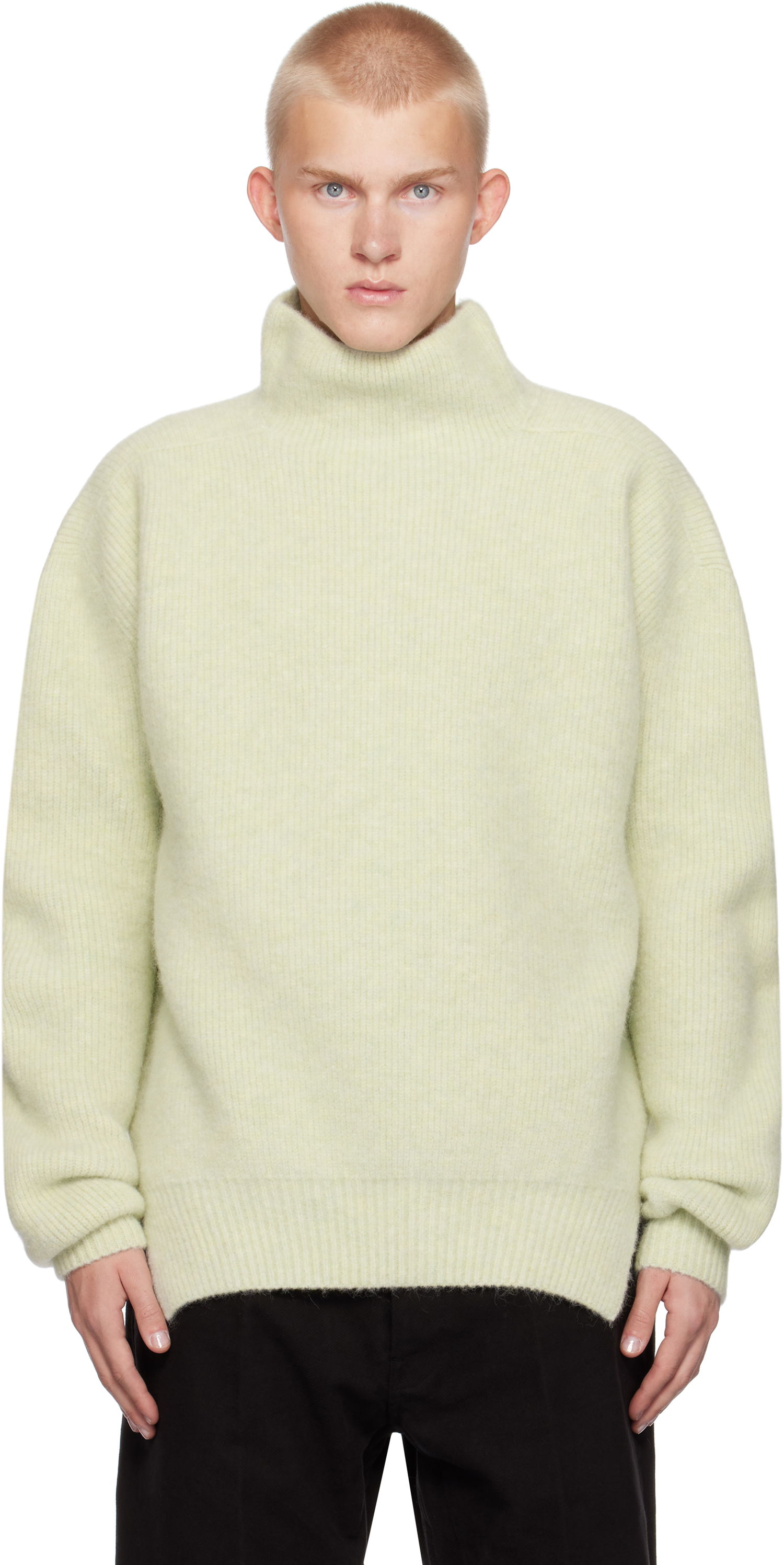 Sweater Rick Owens Alpaca Knit Fisherman Tabard Turtleneck Grön | RR02D6648 KWP, 0