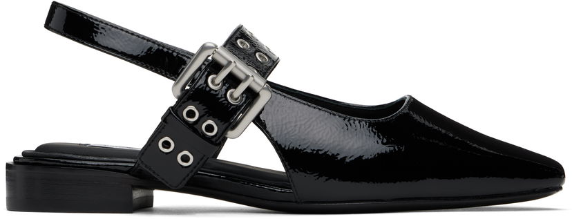 Klä rag & bone rag & bone Astra Leather Slingback Ballerina Flats Svart | WFF24FF000PA0