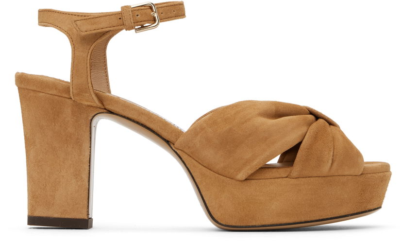Tillbehör Jimmy Choo Jimmy Choo Heloise 80 Suede Heeled Sandals Brun | HELOISE 80