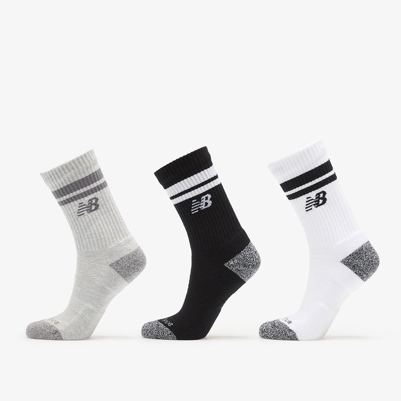 Strumpor New Balance Active Lifestyle Striped Crew Socks 3-Pack Vit | LAS35210AS