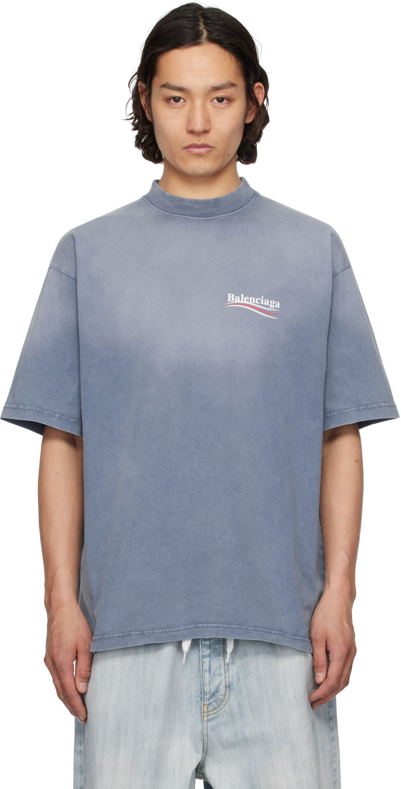 T-shirt Balenciaga Balenciaga Political Campaign Medium Fit T-Shirt Blå | 764235TIV52