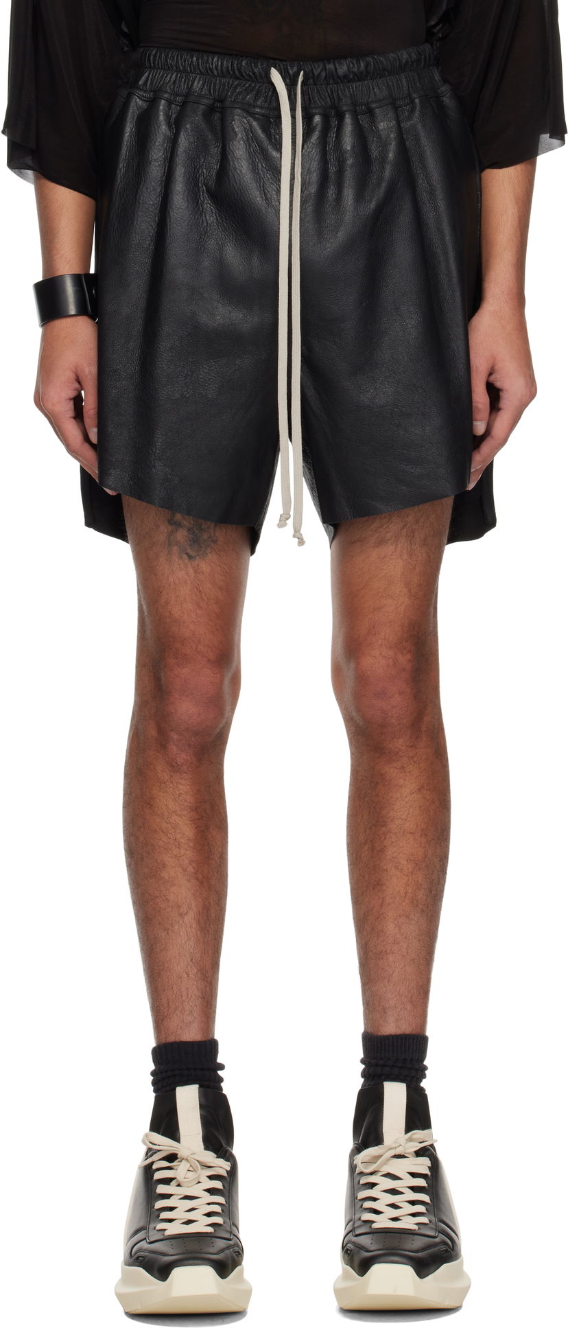 Shorts Rick Owens Rick Owens Hollywood Boxers Leather Shorts Svart | RR01E5306 LBA