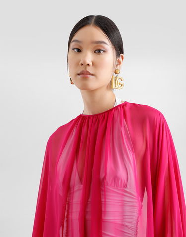 Klä Dolce & Gabbana Dolce & Gabbana Silk Chiffon Caftan with Drawstring Röd | F6JFUTFU1ATF4079, 3