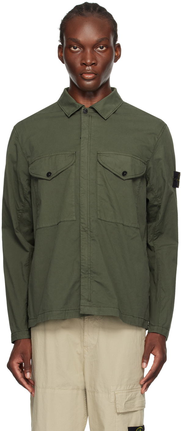 Skjorta Stone Island Green Logo Patch Shirt Grön | 811510210
