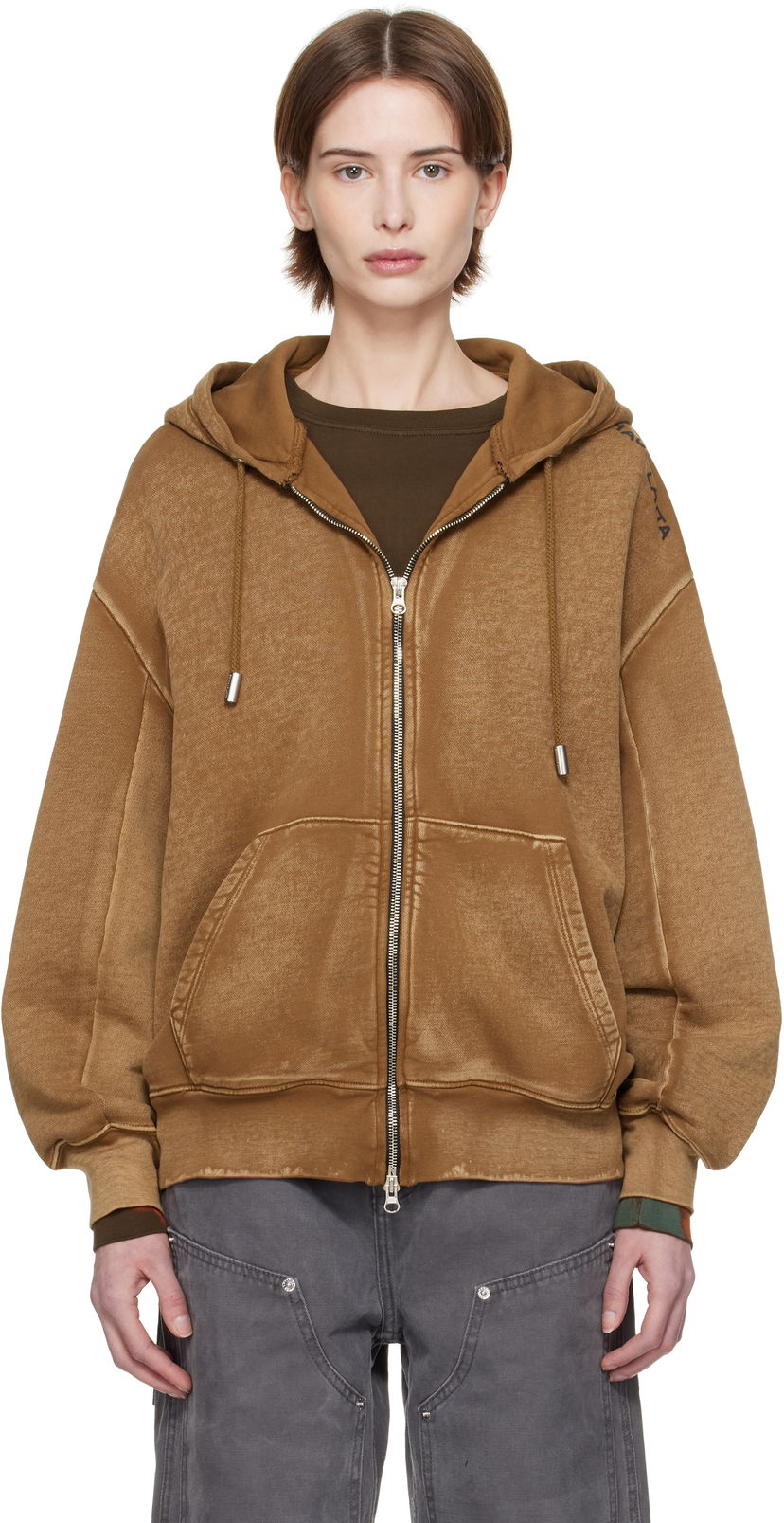 Sweatshirt Eckhaus Latta Eckhaus Latta Zip Hoodie Brun | 1103-EL-PS25-B -