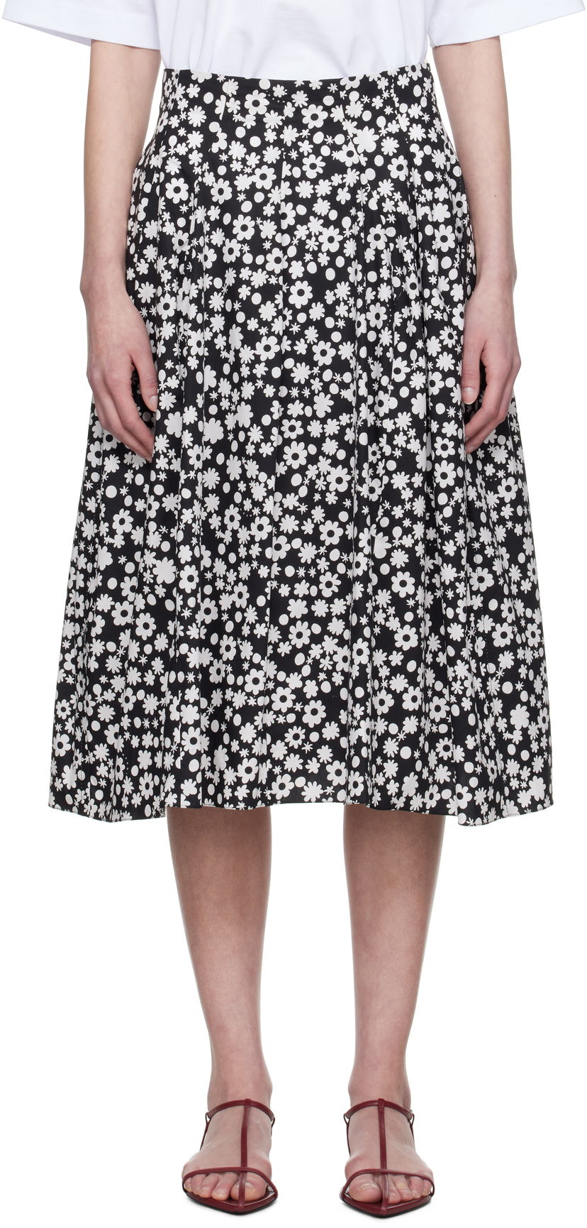 Kjol Marni Marni Pop Fields Pleated Midi Skirt Svart | GOMA0703S0 UTC463