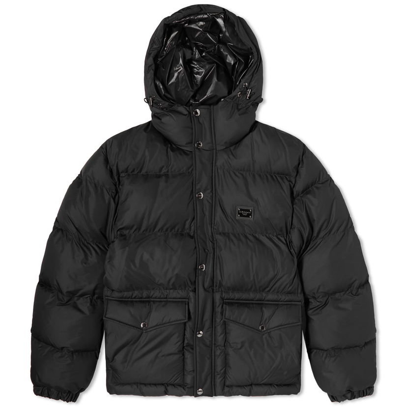 Pufferjacka Dolce & Gabbana Plate Covertible Down Jacket Gilet Black Svart | G9AOKTGG781-N0000
