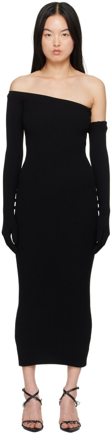 Klä Jean Paul Gaultier Jean Paul Gaultier Asymmetric Neck Maxi Dress Svart | 24/25-F-RO164-M070-00