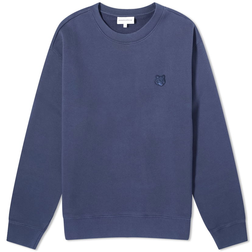 Sweater MAISON KITSUNÉ Patch Comfort Crew Sweat Mörkblå | MM00316KM0307-P476