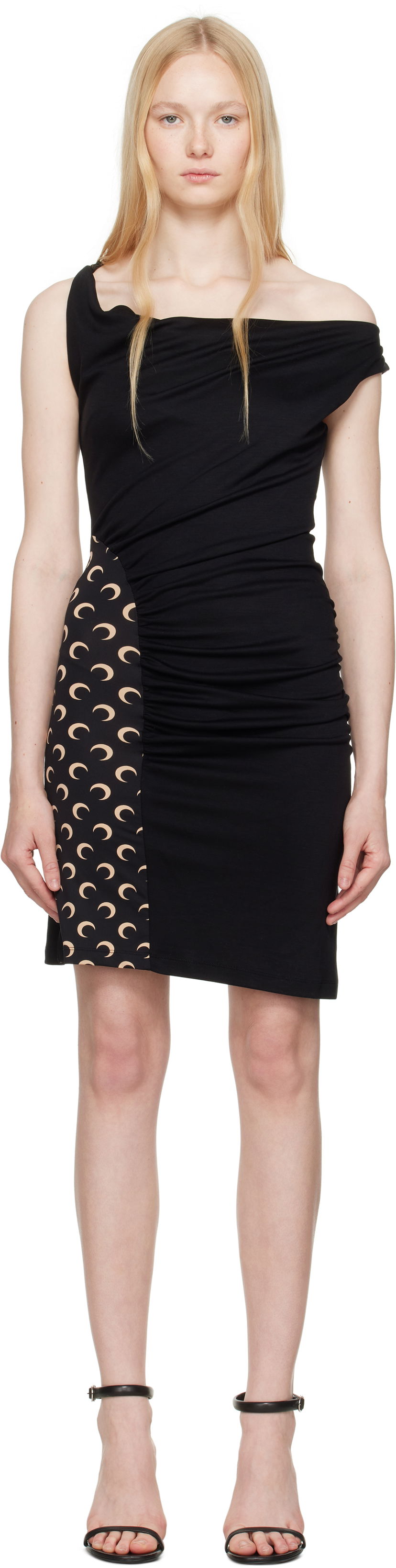 Klä Marine Serre Marine Serre Draped Jersey Minidress Svart | WDR349A CJER0077