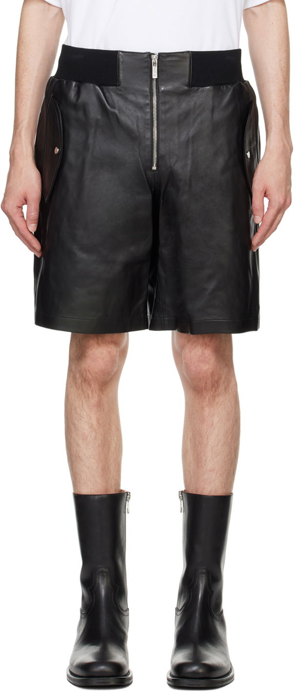 Shorts Helmut Lang Zip Bomber Leather Shorts Svart | O04HW210