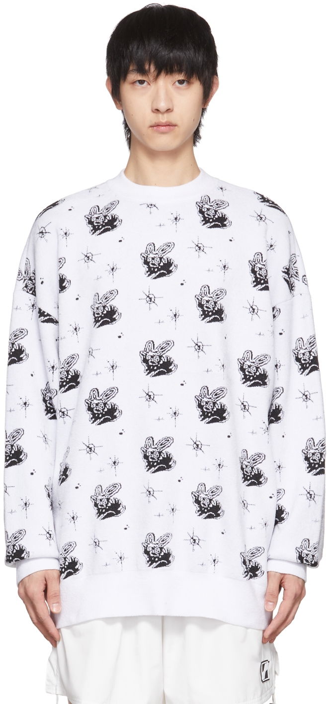 Sweater We11done Monster Print Reversible Sweater Vit | WD-KT1-22-651-U-WH