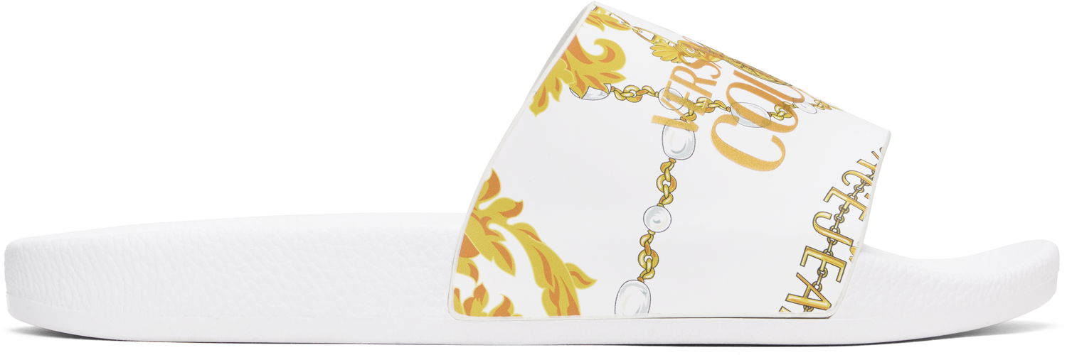 Sneakers och skor Versace Chain Couture Pool Slides Vit | E77YA3SQ4_EZS834, 0