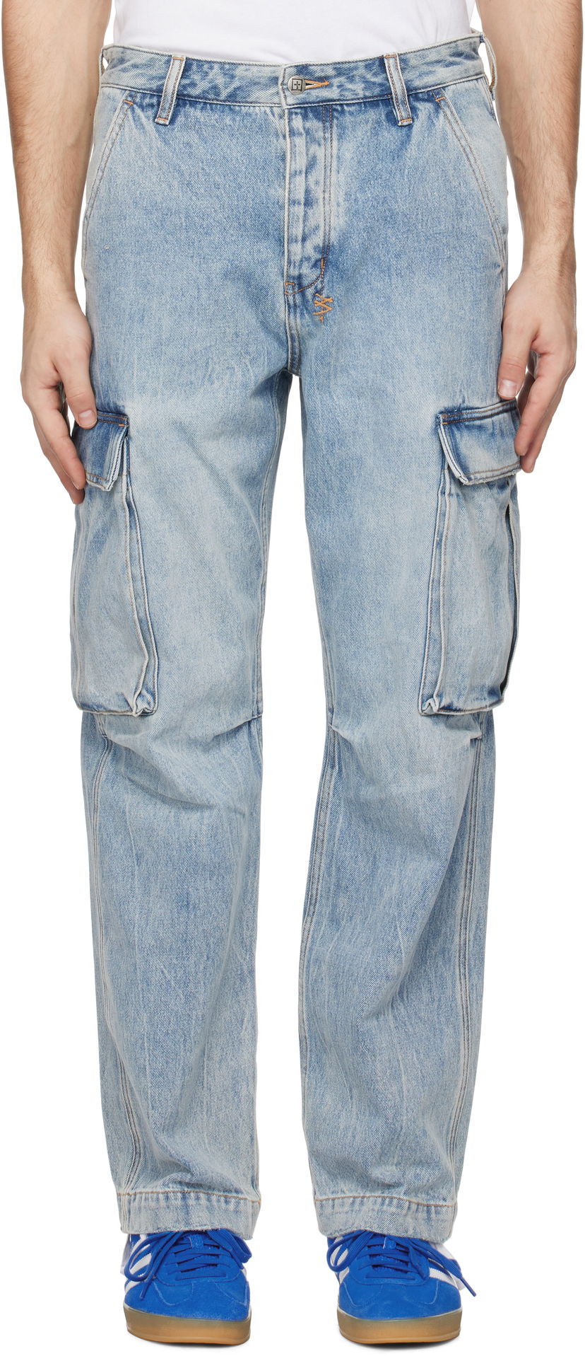Cargo byxor Ksubi Ksubi Riot Rekon Denim Cargo Pants Blå | MPS25PA008