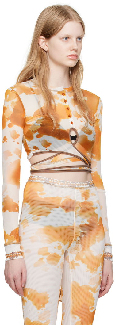 Crop top Ottolinger Ottolinger Exclusive Tie-Dye Long Sleeve Crop Top Orange | 101015, 1