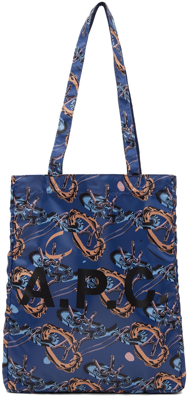 Tygpåse A.P.C. Brain Dead x Lou Reversible Tote Bag Mörkblå | PSAJG-M61892