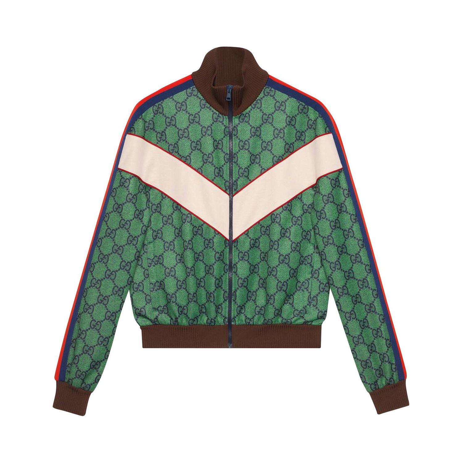 Jacka Gucci Jersey Zip Jacket With Web Grön | 653367 XJDF0 3305, 1