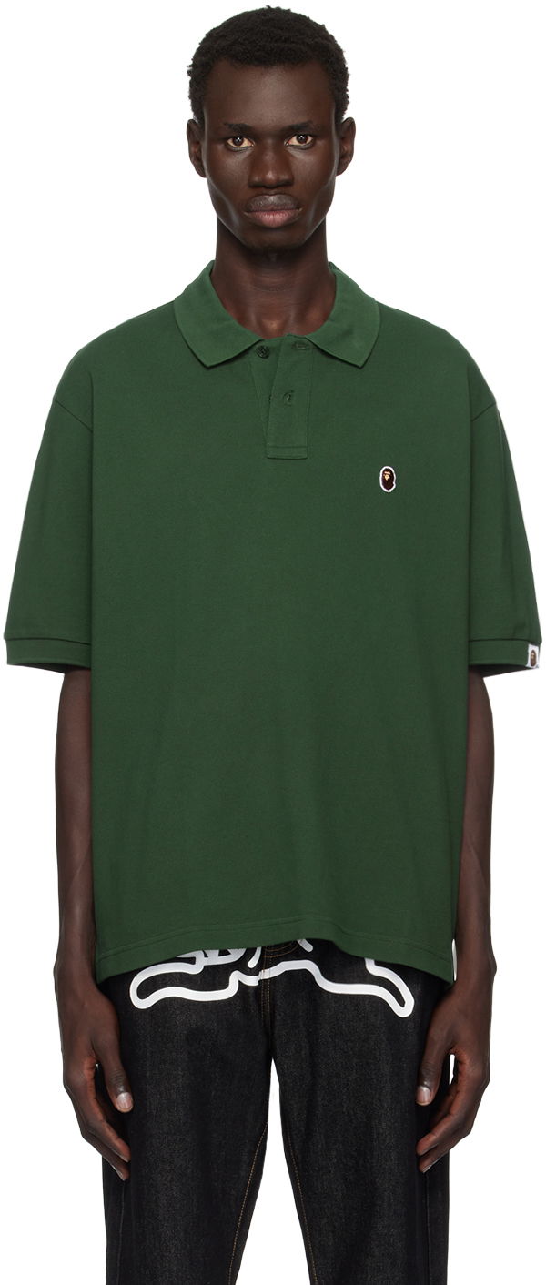 Polotröja BAPE Ape Head One Point Relaxed Fit Polo Grön | 001POK801301M