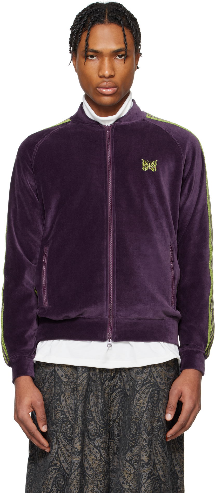 Sweatshirt Needles Needles Rib Collar Track Jacket Purpur | QV319