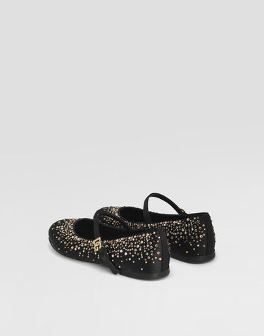 Sneakers och skor Dolce & Gabbana Dolce & Gabbana Satin Ballet Flats With Rhinestones Svart | D11274A572380999, 2