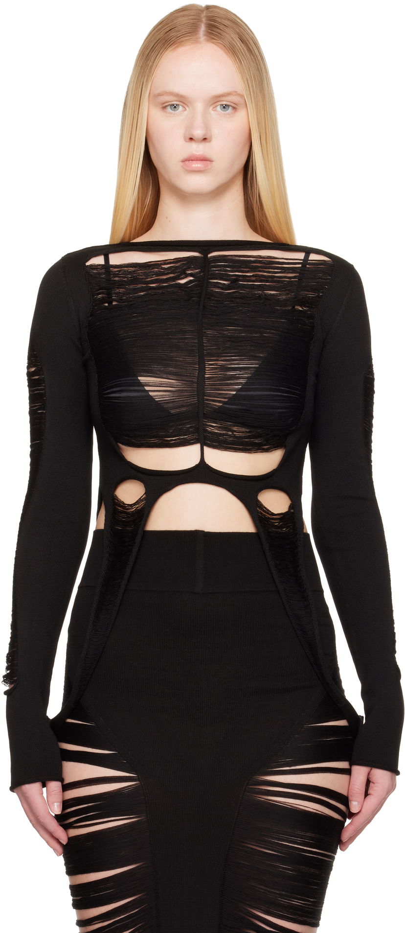 T-shirt Rick Owens Rick Owens Hollywood Anja Long Sleeve T-Shirt Svart | RO01E7616 KGRIDM