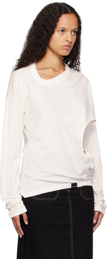 Linne Courrèges Courrèges Asymmetric Off Shoulder T-Shirt Vit | 424JTS154JS0175, 4