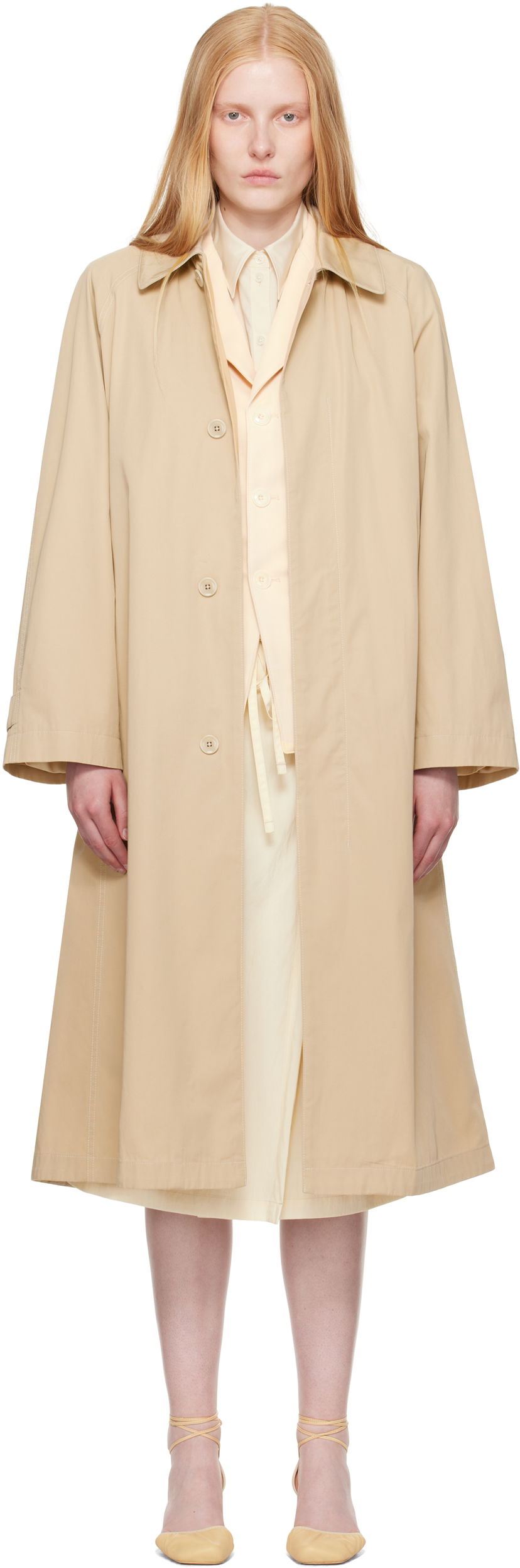 Rockar LEMAIRE LEMAIRE Cotton Twill Overcoat Beige | CO1104 LF1352