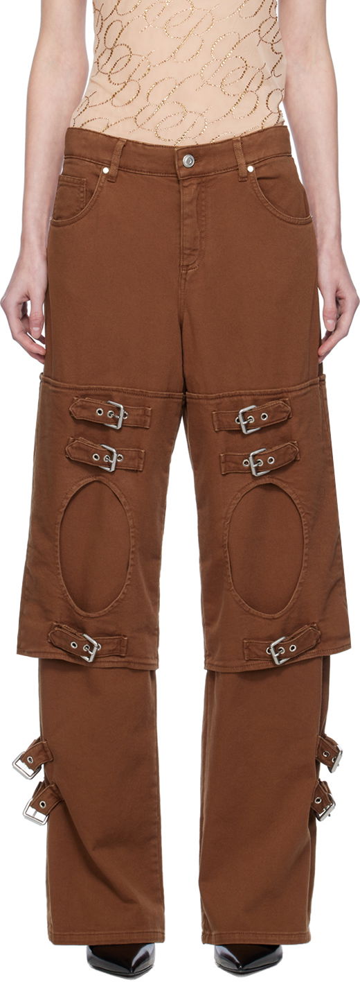 Cargo byxor Blumarine Blumarine Boyfriend Cutout Buckle Jeans Brun | A344J046A