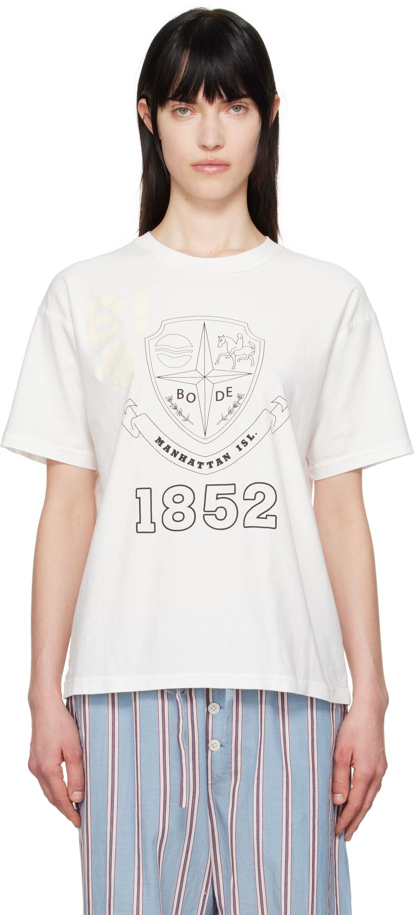 T-shirt Bode Bode Crest Reversible T-Shirt Vit | MRS25CS059