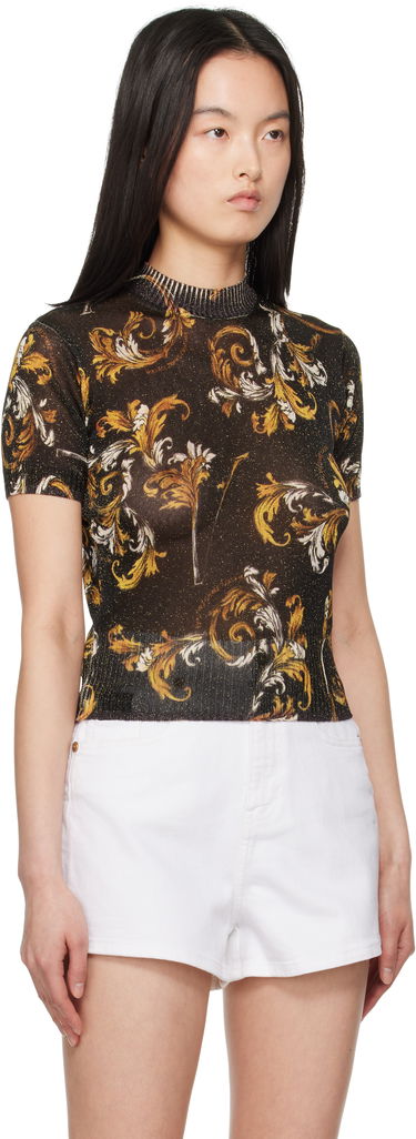 T-shirt Versace Versace Jeans Couture Barocco Lurex Knit Top Svart | E78HAFM07_ECMN45, 1