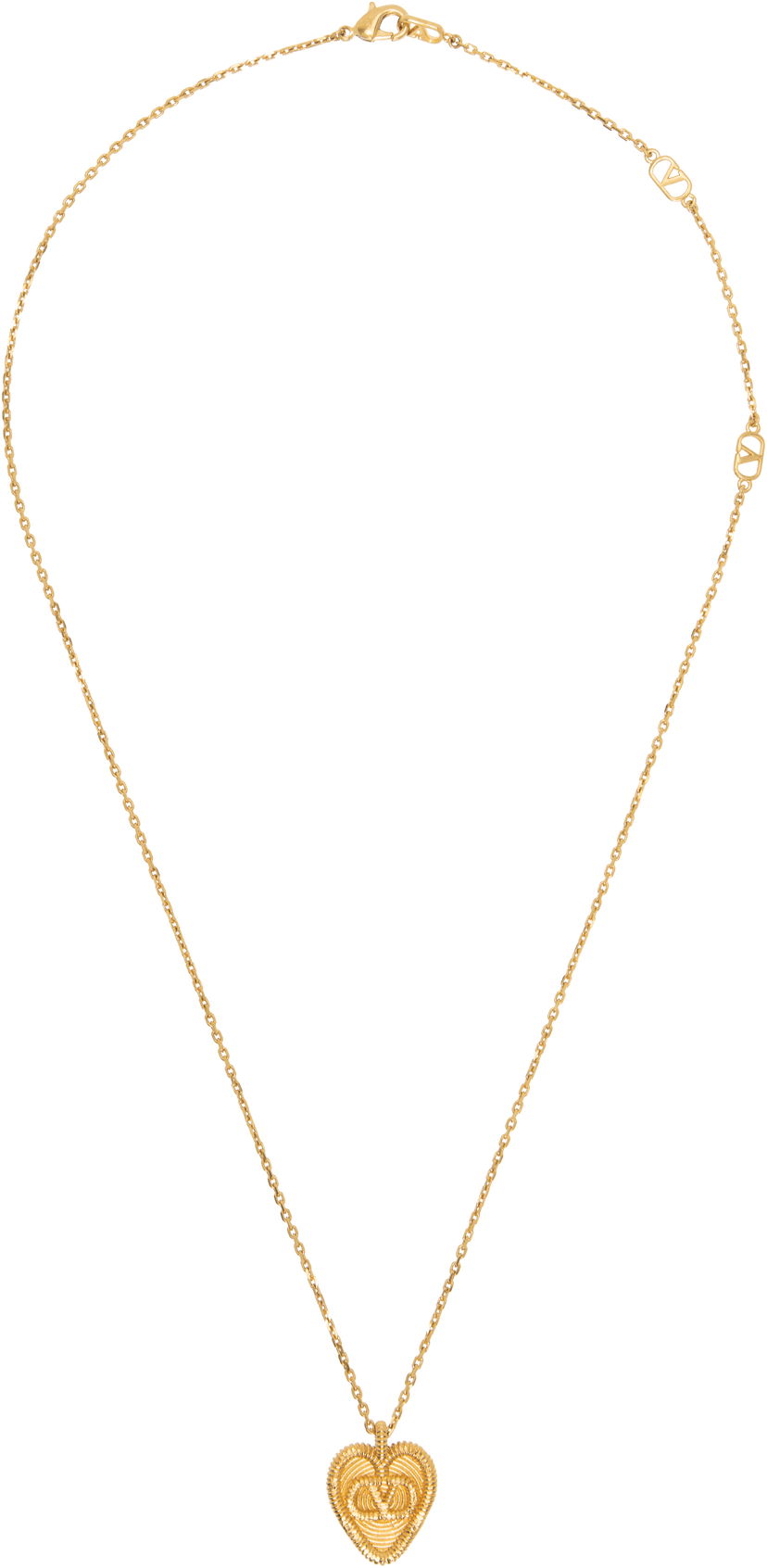 Halsband Valentino Valentino Garavani Fil Perdu Gold-Tone Heart Pendant Necklace Gul | 6W0J0Z56MET