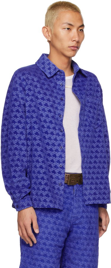 Skjorta ERL Printed Corduroy Button-Up Shirt Blå | ERL05B001, 3