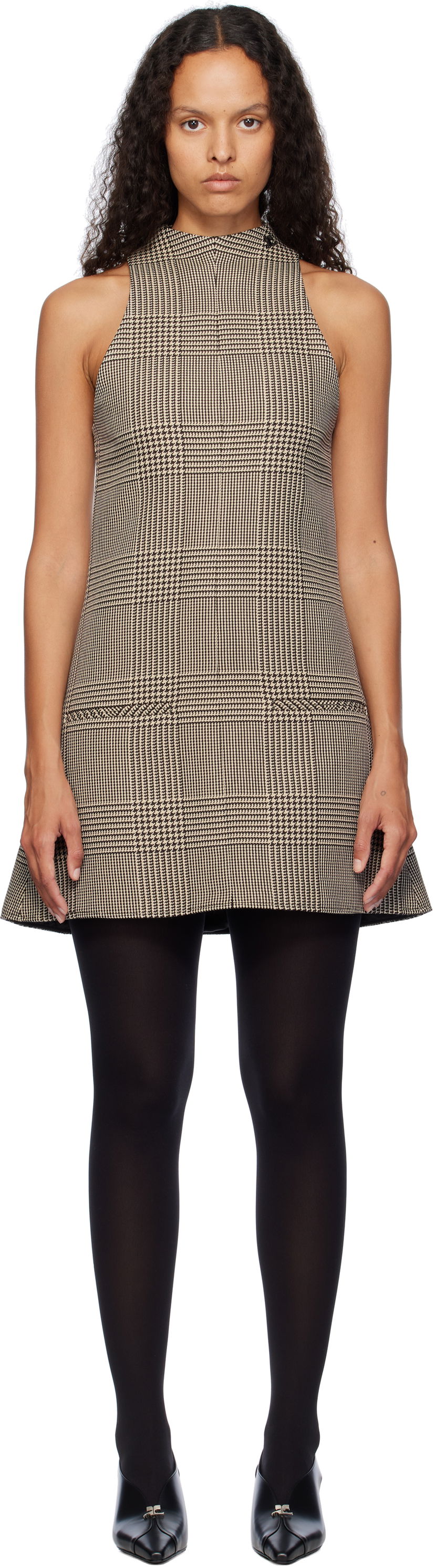 Klä Courrèges Sleeveless Prince Of Wales A-Line Mini Dress Svart | 324CRO456PL0165
