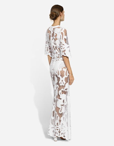 Klä Dolce & Gabbana Dolce & Gabbana Openwork Embroidered Long Dress Vit | F6JKHZFG6AEW0800, 2