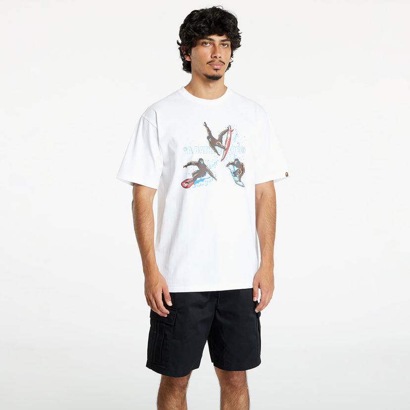 T-shirt BAPE A BATHING APE Surfing Apes Tee White Vit | 001TEK701002F WHT