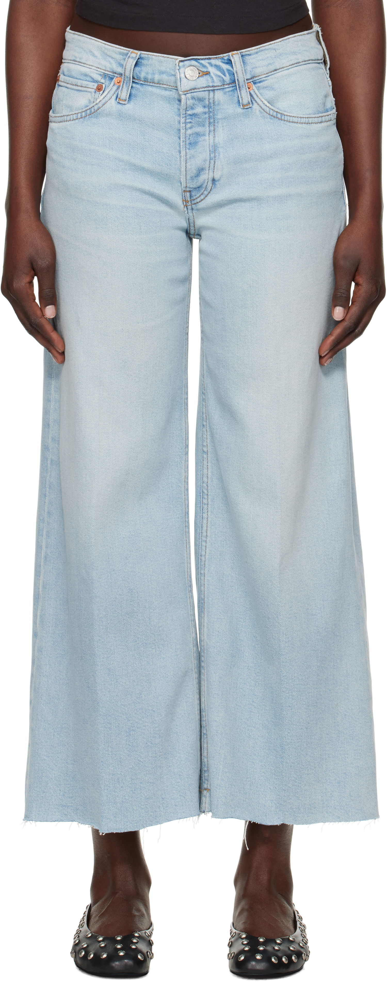 Jeans RE/DONE Re/Done Comfort Stretch Mid Rise Wide Leg Crop Jeans Blå | 190-03WMRWDLC, 0