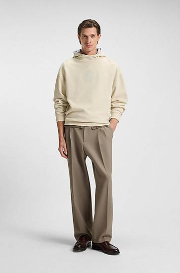 Sweatshirt BOSS Peached-cotton hoodie with Double B monogram Beige | 50549105, 1
