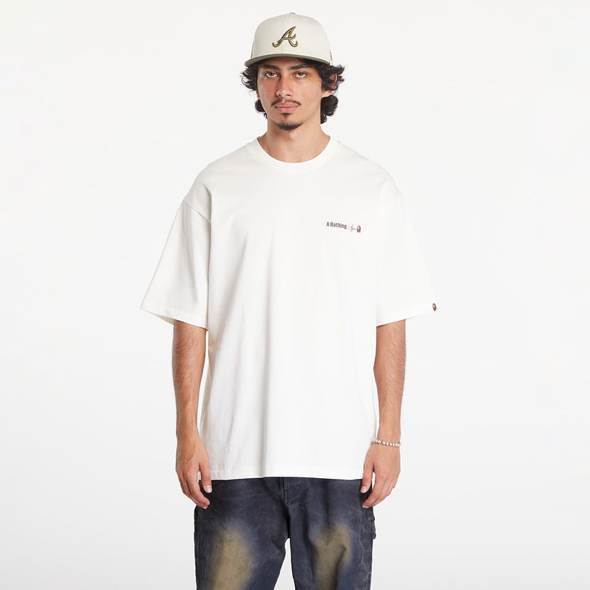 T-shirt BAPE A BATHING APE Water Print Logo Relaxed Fit Short Sleeve Tee Ivory Vit | 001TEK801301M IVY