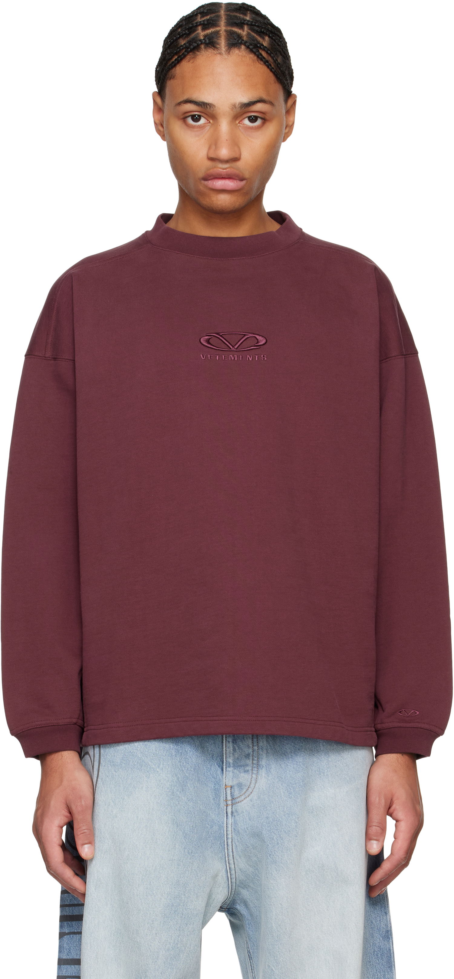 Sweatshirt VETEMENTS Oval Logo Cropped Boxy Sweatshirt Bourgogne | UA66CW600R, 0