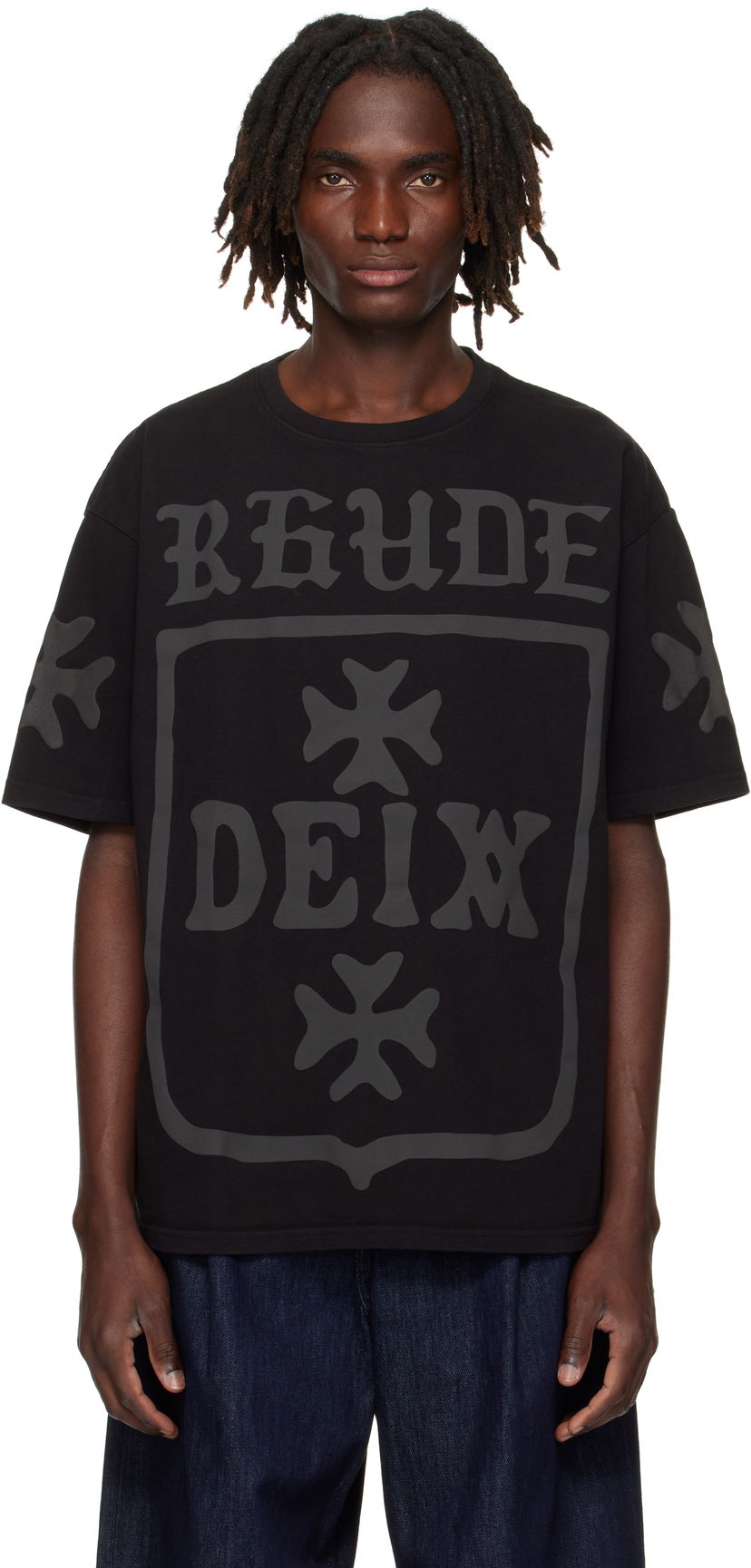 T-shirt Rhude Rhude 'Deix' Shield Oversized T-Shirt Svart | RHPF25TT08012