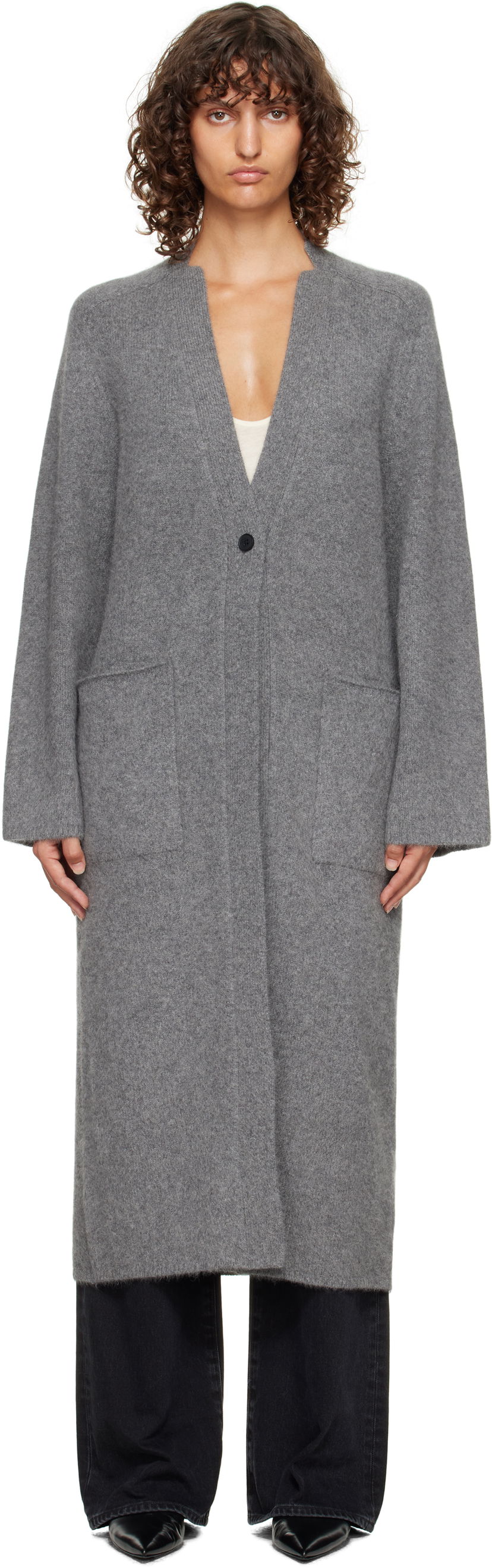 Sweater Loulou de Saison Loulou de Saison Smet Yak Blend Maxi Cardigan Grå | SMET